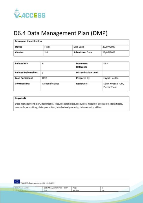 D6.4 Data Management Plan